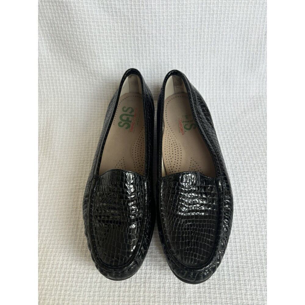 SAS Simplify Black Croc Embossed Patent Leather Loafer Comfort Women's 9.5 M - Picture 2 of 7